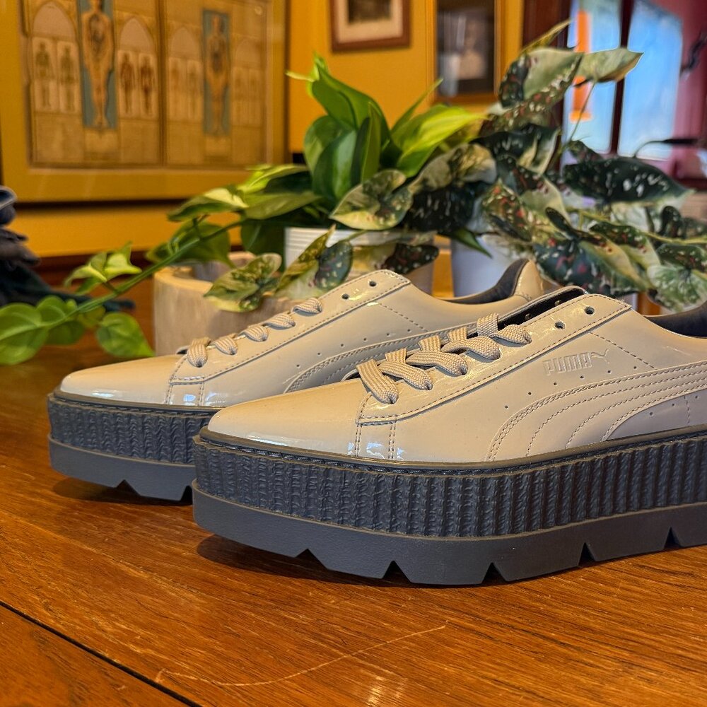Fenty Puma Rhianna Patent Leather Pointy Platform Creepers Stone